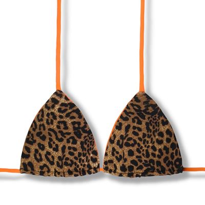 Lua Animal Print Top | Reversible Neon Orange |  Triangle with Padding