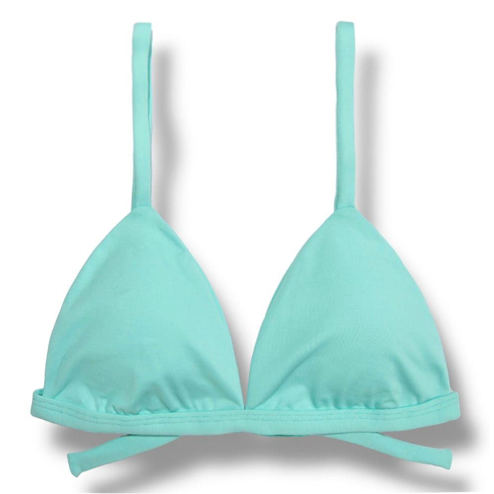 Top Jade Mint Green | Fixed Triangle String Bikini Top | Bra Style with Tie Back | Adjustable Straps | Removable Padding