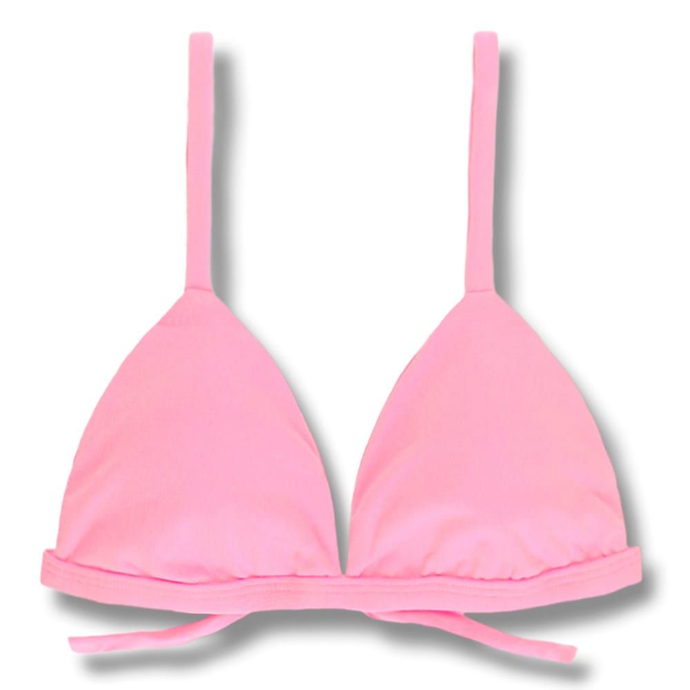 Jade Pink Yogurt Top | Fixed Triangle String Bikini Top | Bra Style with Tie Back | Adjustable Straps | Removable Padding