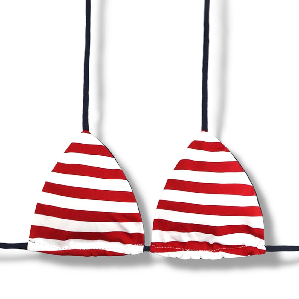 Lua Navy red Top | Reversible Blue Marine | Triangle with Padding