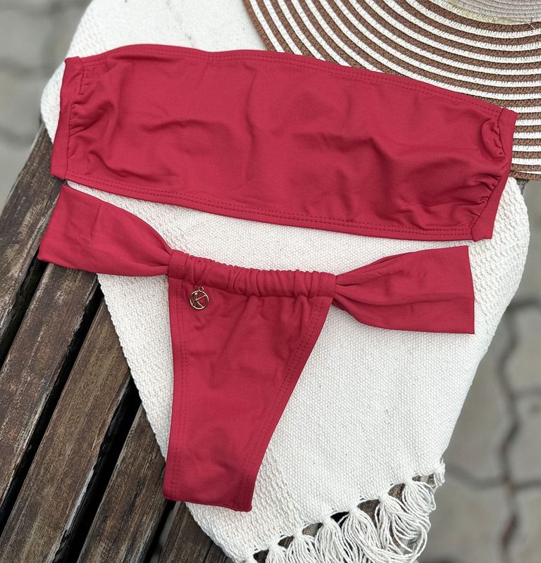 Carmine Red Bikini Set | Top Belt + Gali Thong