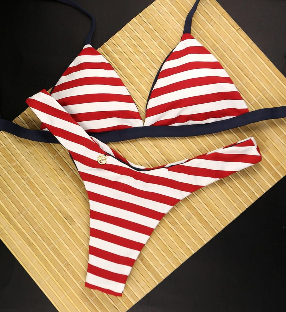Navy Red and Blue Marine Bikini Set | Jade Top + Eva thong