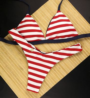 Navy Red and Blue Marine Bikini Set | Jade Top + Eva thong