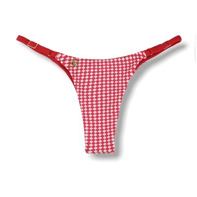 Mia Red Vichy with Carmine Red Thong | Adjustable Thin Strap