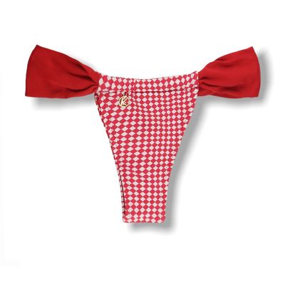 Gali Red Vichy with Carmine Red  Thong | Adjustable Curtain