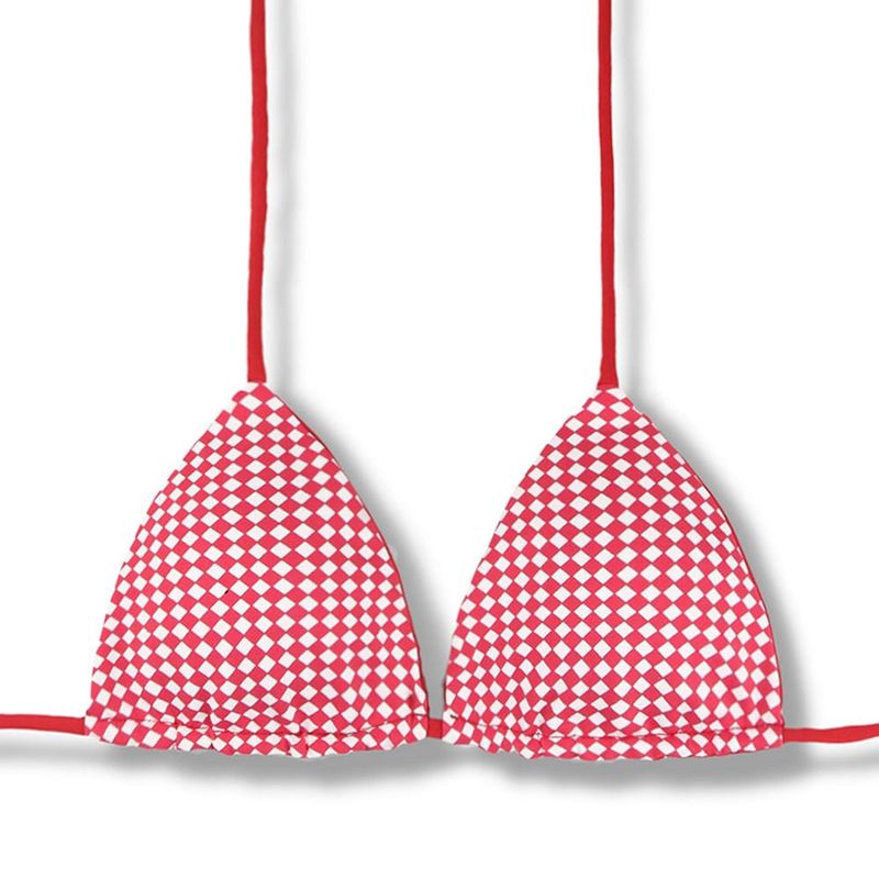 Top Lua Rojo Vichy | Reversible Rojo Carmín | Triángulo con Relleno