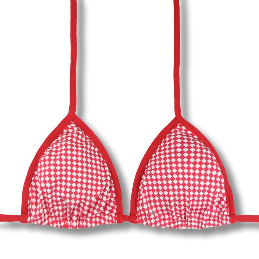 Top Mara Red Vichy | Red Carmine Details | Triangle | Removable Padding