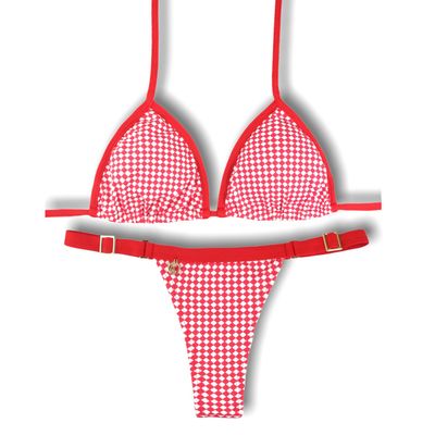 Vichy Red bikini set with Red Carmine combination | Mara Top + Fany Thong