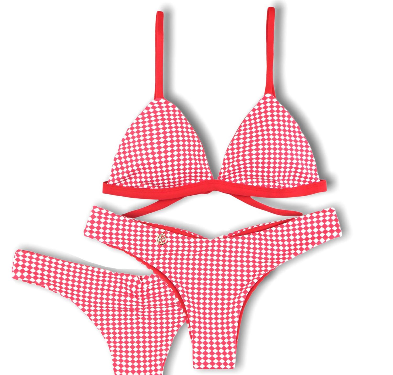 Vichy Red Bikini Set | Jade Top + Isa thong