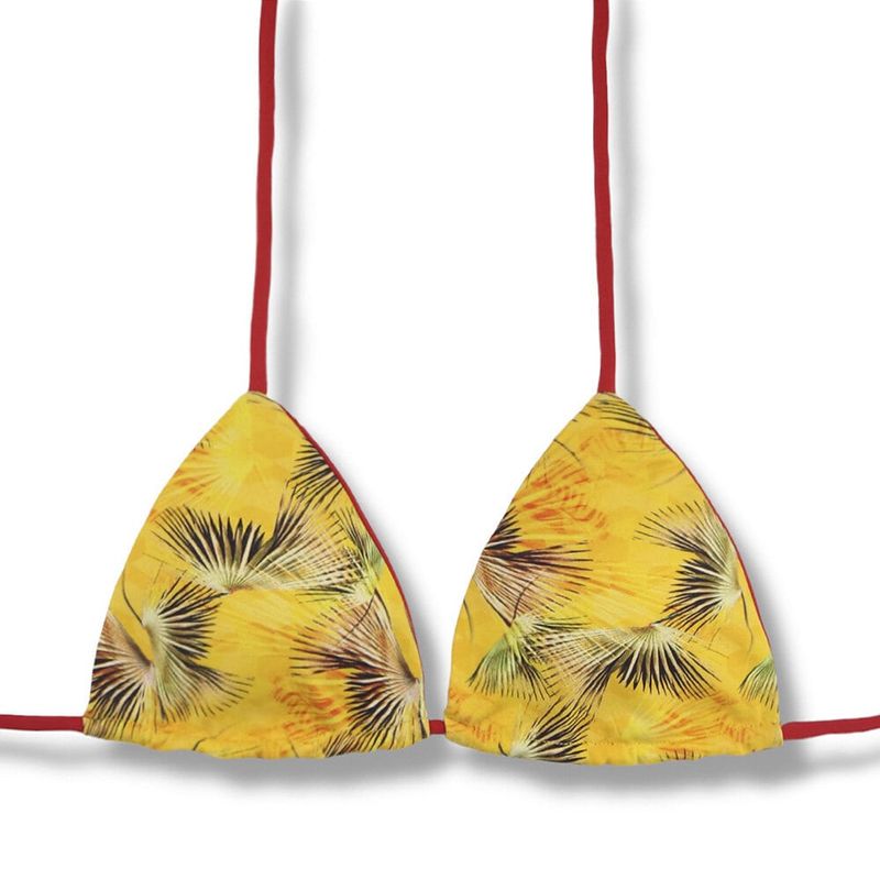 Lua Tropical Yellow Top | Reversible Carmine Red | Triangle with Padding
