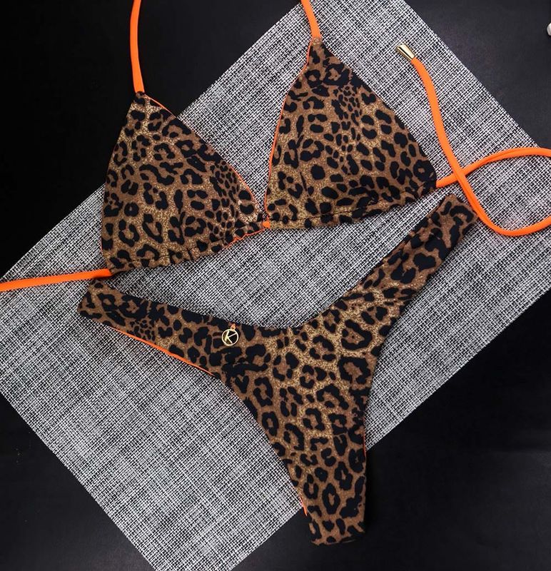 Animal Print with Orange Bikini Set | Lua Top + Eva thong