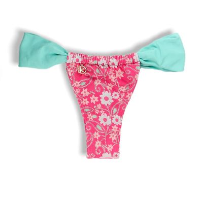 Tanga Gali Floral Rosa | Cortininha Regulável