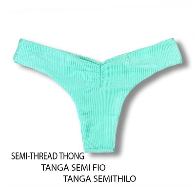 Isa Tourmaline Thong | Mint Green Double-Sided | Ruched | Reversible