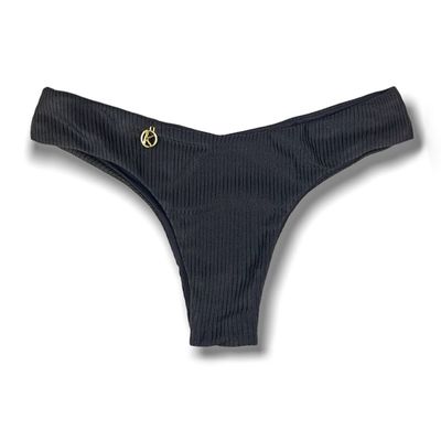 Isa Onix Thong | Black Double-Sided | Ruched | Reversible