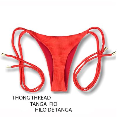 Cora Ruby Thong | Thong Thread  | Thin Tie Side | Reversible in Carmine Red