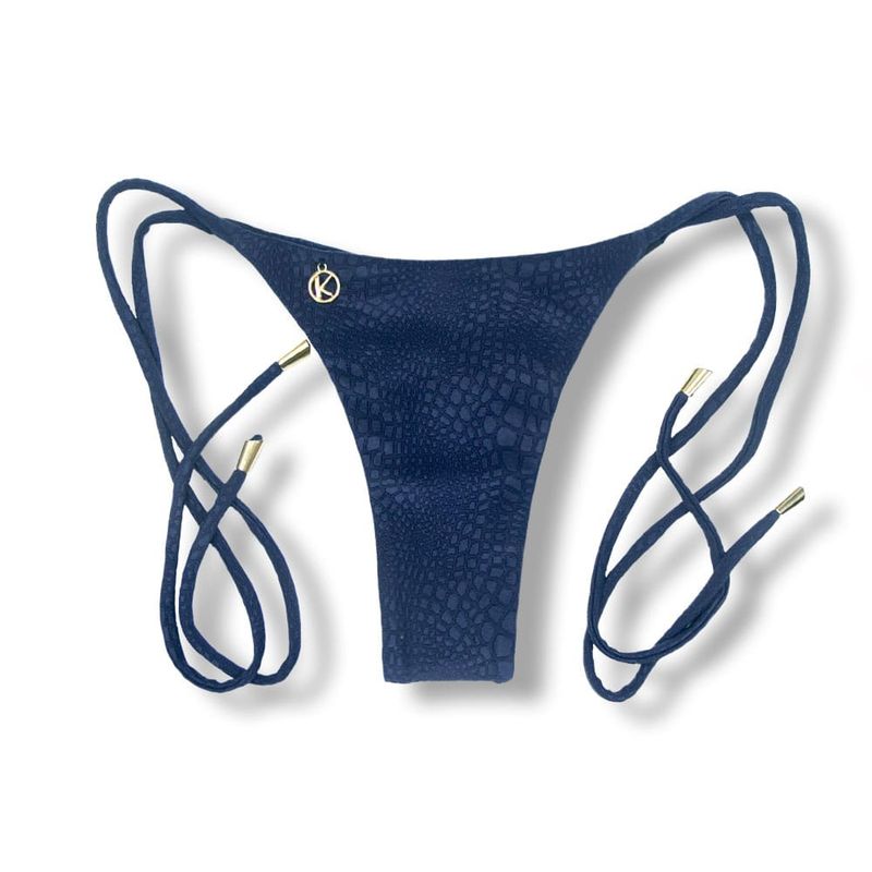 Cora Croco Marine Thong | Thin Bow