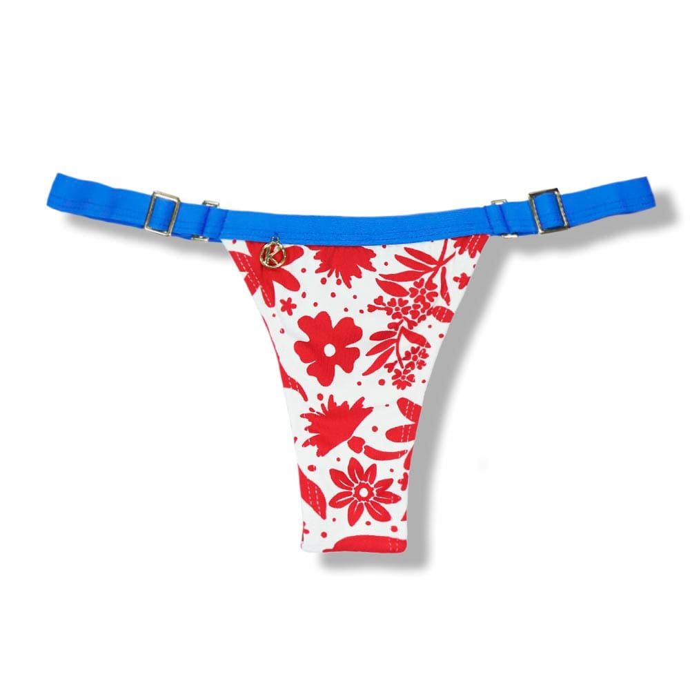 Fany Scarlet Thong with Blue | Ribbon Mark