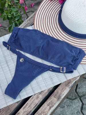 Crocô Marine Bikini Set | Top Bandeau + Fany Thong