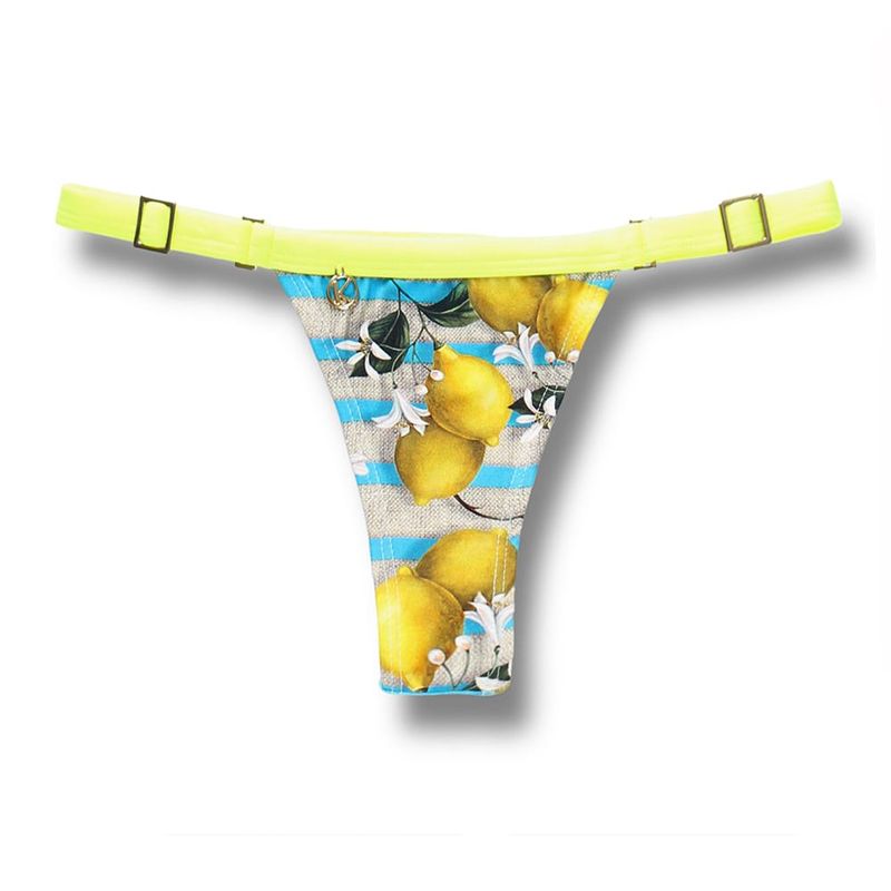 String Bikini Bottom | Brazilian Bikini | Sicilian Lemon Print | Tanga Fany KiniBi