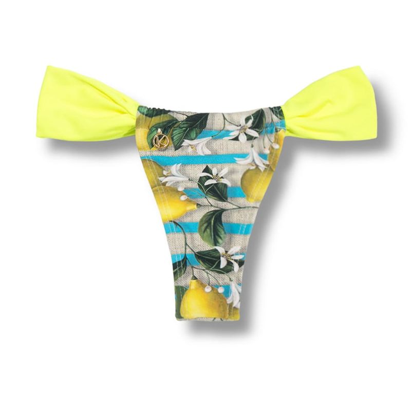 Slide Bikini Bottom | Brazilian Bikini | Sicilian Lemon Print | Gali Bottom KiniBi