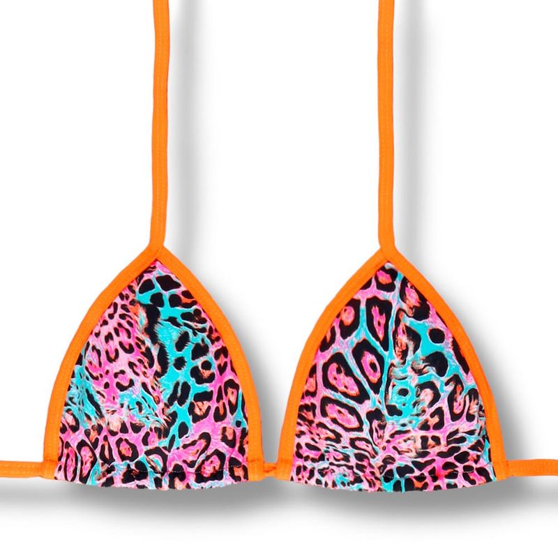 Slide Triangle Bikini Top | Brazilian Style | Mixed Leopard Print | Mara Top KiniBi
