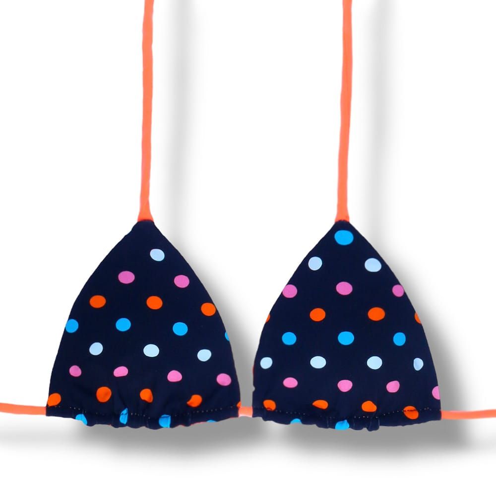 Lua Poá Colorê Top | Reversible Neon Orange |  Triangle with Padding