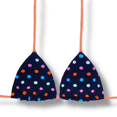 Lua Poá Colorê Top | Reversible Neon Orange |  Triangle with Padding