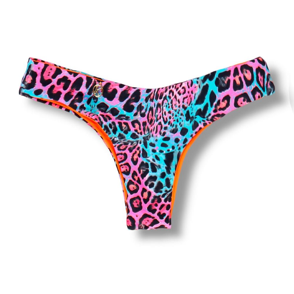 Isa Animal Print Mixed Thong | Reversible Neon Orange | Ripple