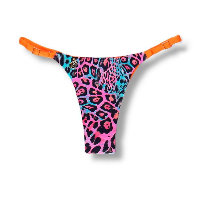 Adjustable Thin Strap Bikini Bottom | Brazilian Bikini | Mixed Leopard Print | Mia Tanga | KiniBi