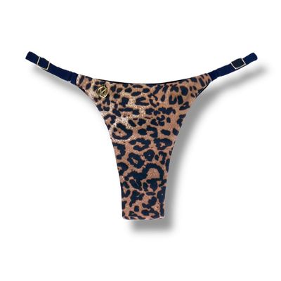 Adjustable Thin Strap Bikini Bottom | Brazilian Cut | Leopard Print | Mia Bottom KiniBi