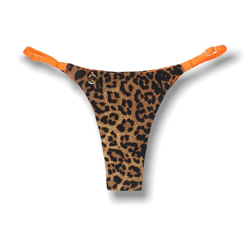 Adjustable Thin Strap Bikini Bottom | Brazilian Bikini | Leopard Print | Mia Tanga | KiniBi