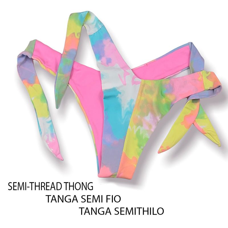 Wide Side Bikini Bottom | Tie Dye Print | Double String | Mora Tanga | KiniBi