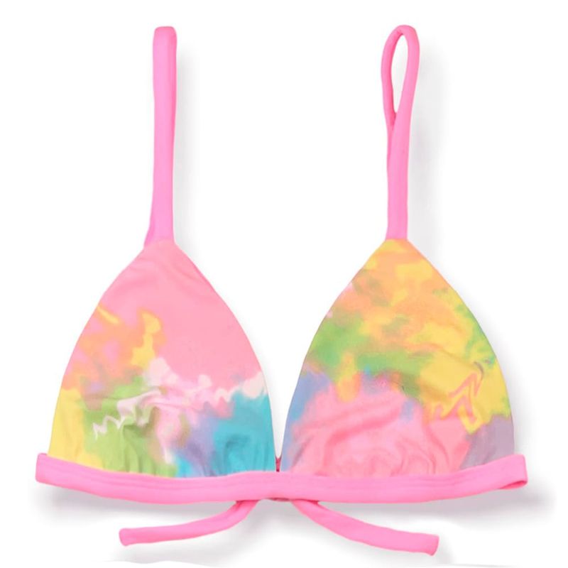 Top Triángulo Fijo | Tirantes Ajustables | Bikini Brasileño | Tela Tie Dye | Top Jade KiniBi