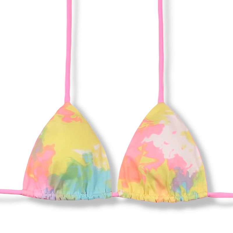 Top Lua Tie Dye | Reversível rosa iogurte | Triângulo com Bojo