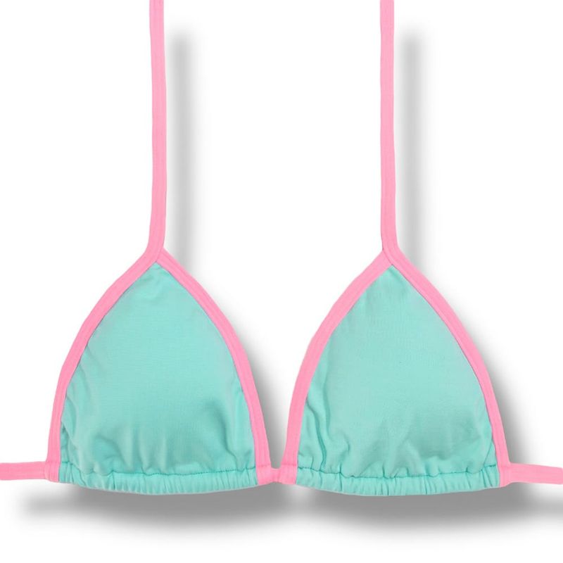Top Mara Verde Menta com Rosa Iogurte | Triângulo