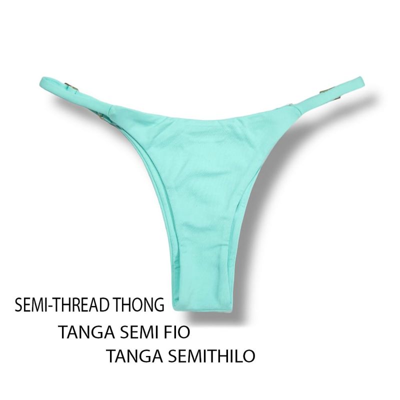 Adjustable Thin Strap Bikini Bottom | Mint Green Print | Mia Tanga | KiniBi