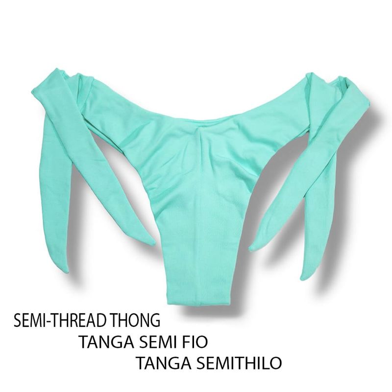 Wide Side Bikini Bottom | Mint Green Print | Double String | Mora Tanga | KiniBi