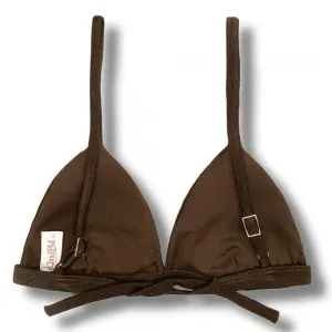 Fixed Triangle Bikini Top | Adjustable Straps | Coffee Print | Jade Top | KiniBi