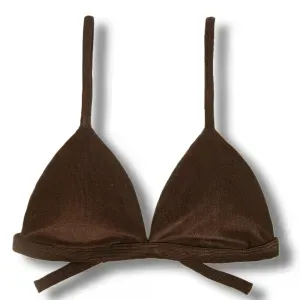 Brazilian Bikini Triangle Top Adjustable Straps | Brown Print | Jade KiniBi | Summer Swimwear