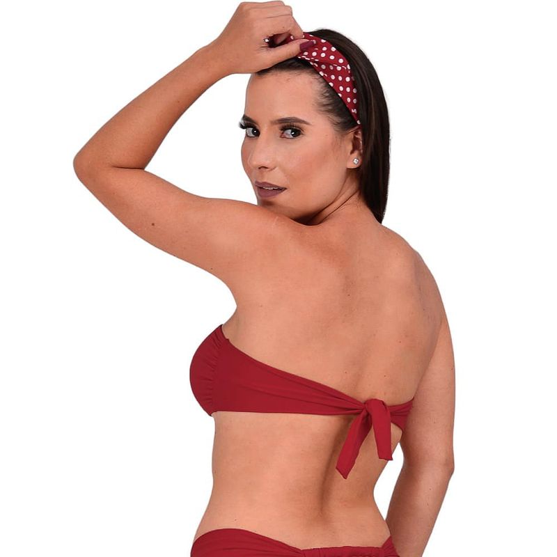 Carmine Red Bandeau Top | Back Tie Closure **