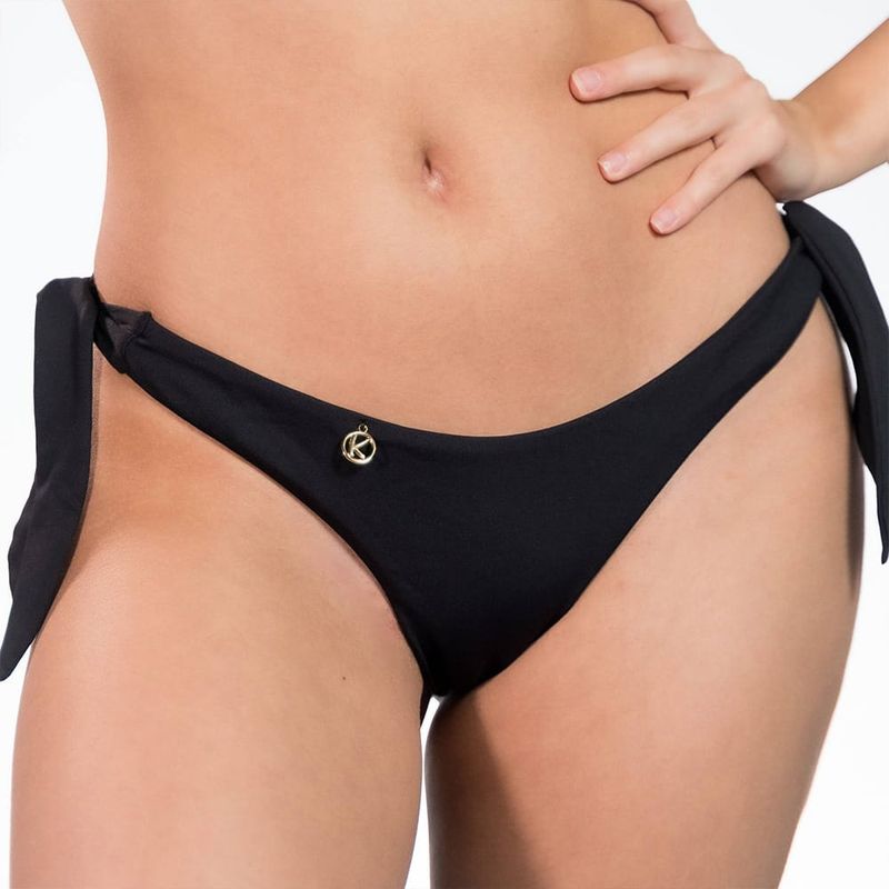 Mora Black Thong | Wide Tie on the Side