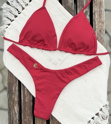 Carmine Red bikini set | Lua Top + Eva Thong