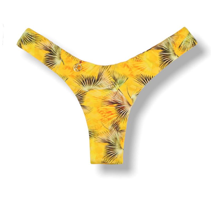 V-Style Bikini Bottom | Brazilian Bikini | Tropical Yellow Print | Eva Tanga | KiniBi