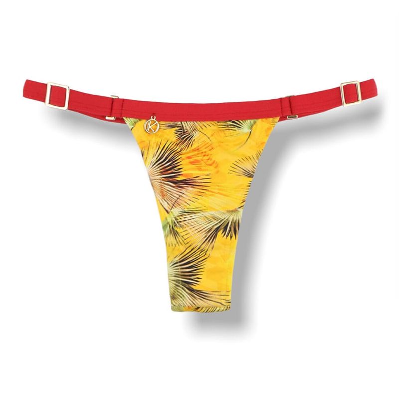 String Bikini Bottom | Brazilian Bikini | Tropical Yellow Print | Fany Tanga | KiniBi