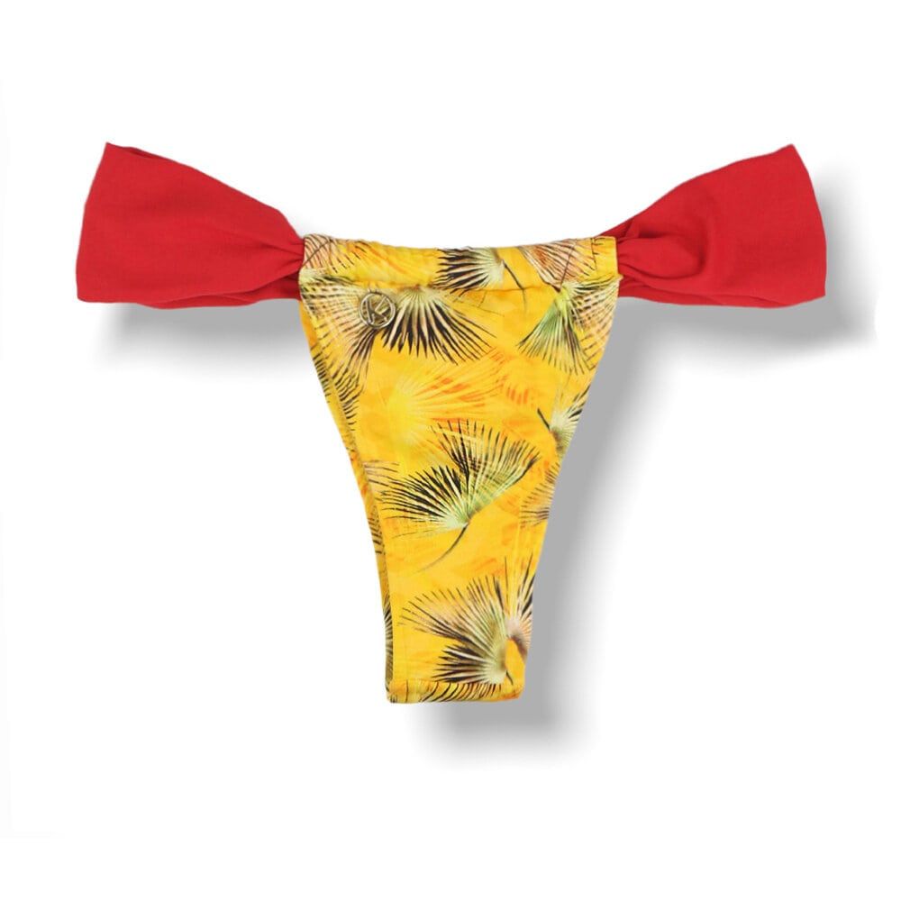 Gali Tropical Yellow with Carmine Red Thong | Adjustable Curtain