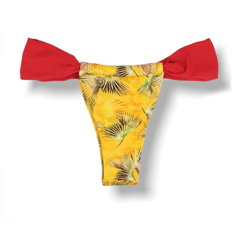 Bas de Bikini Triangle | Bikini Brésilien | Imprimé Jaune Tropical | Bas Gali KiniBi