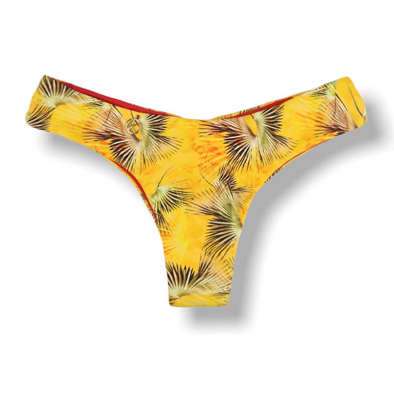 Bas de Bikini Froncé | Bikini Brésilien | Imprimé Jaune Tropical | Bas Isa KiniBi 