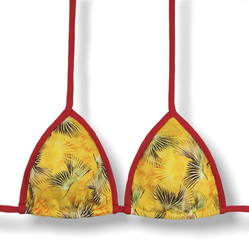 Slide Triangle Bikini Top | Brazilian Style | Tropical Yellow Print | Mara Top KiniBi