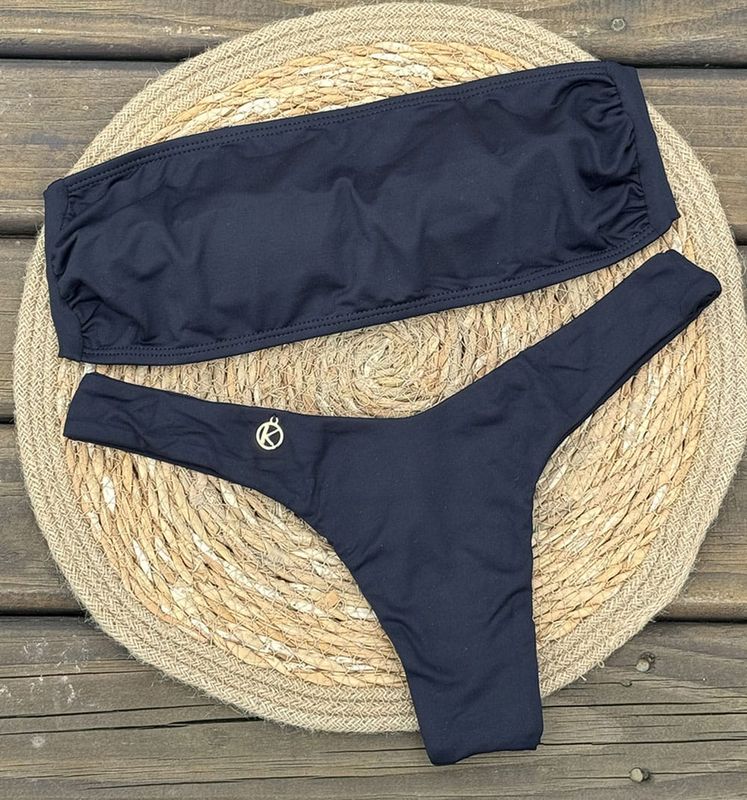 Black Bikini Set | Top Belt + Eva thong