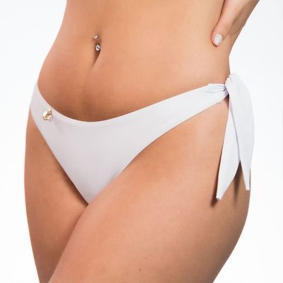 Mora White Thong | Wide Tie on the Side